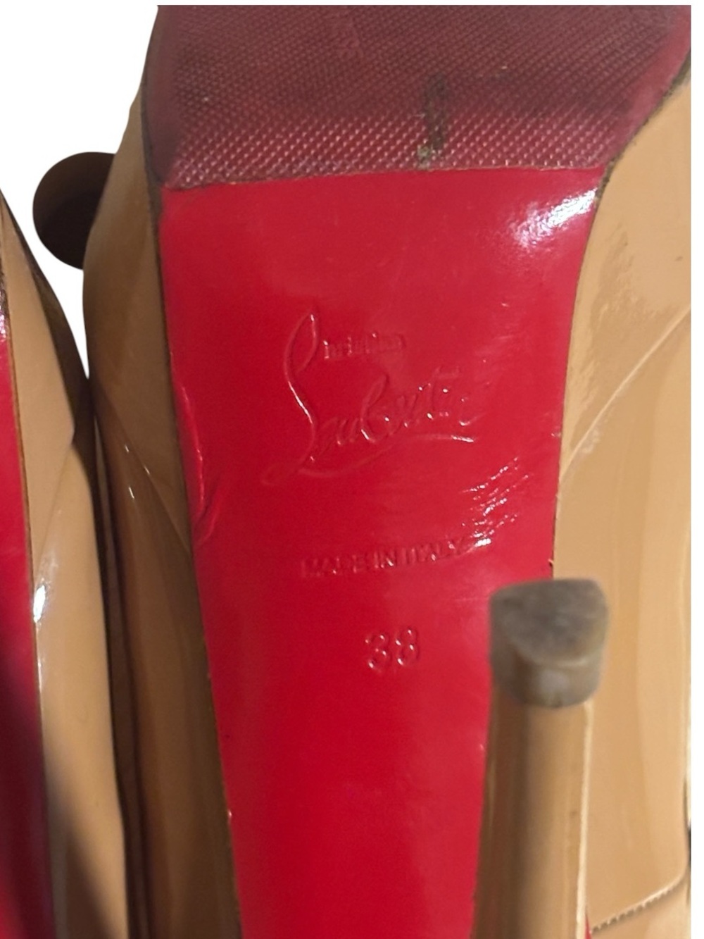 Christian Louboutin Bianca Beige Patent Pumps - Picture 9 of 10